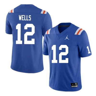 Men's Florida Gators #12 Rick Wells NCAA Nike Blue Throwback Authentic Stitched College Football Jersey GCM0562WJ